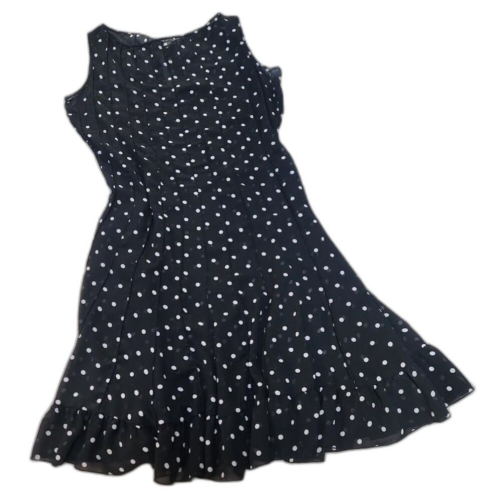 Z Studio Women's Black Poka-Dot Sleeveless Dress Size 16P